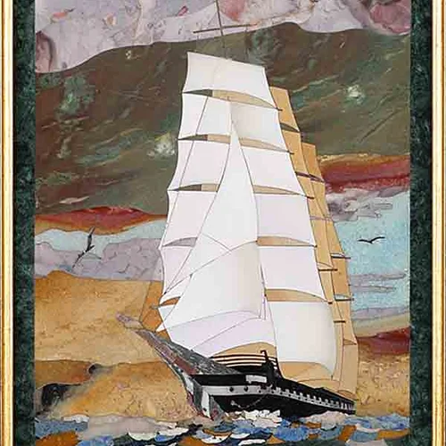 Pietra Dura Mosaic “Sailing Ship”