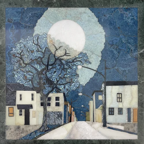 Full Moon Pietra Dura Mosaic Panel