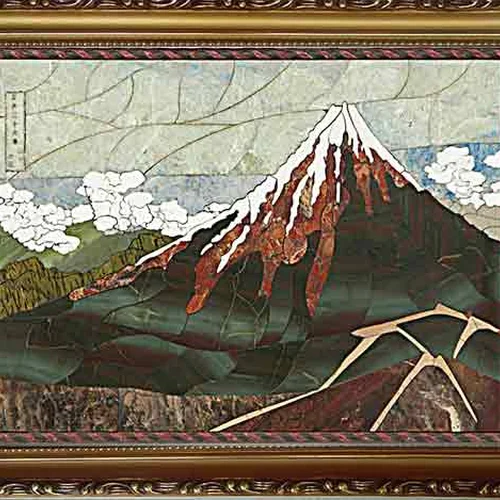 Pietra Dura Mosaic “Mount Fuji” (after K. Hokusai)