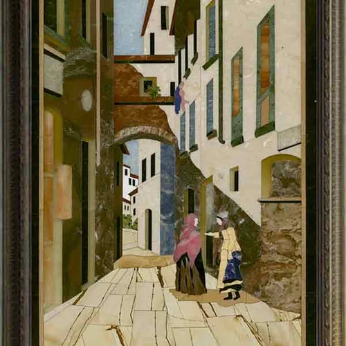 Pietra Dura Mosaic “Street Scene”